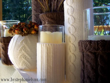 old sweater vaee and candle holders bystephanielynn