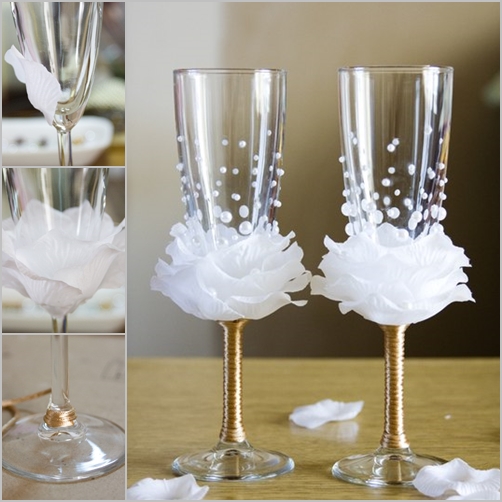 wine glass diy beads and pettals wonderfuldiy