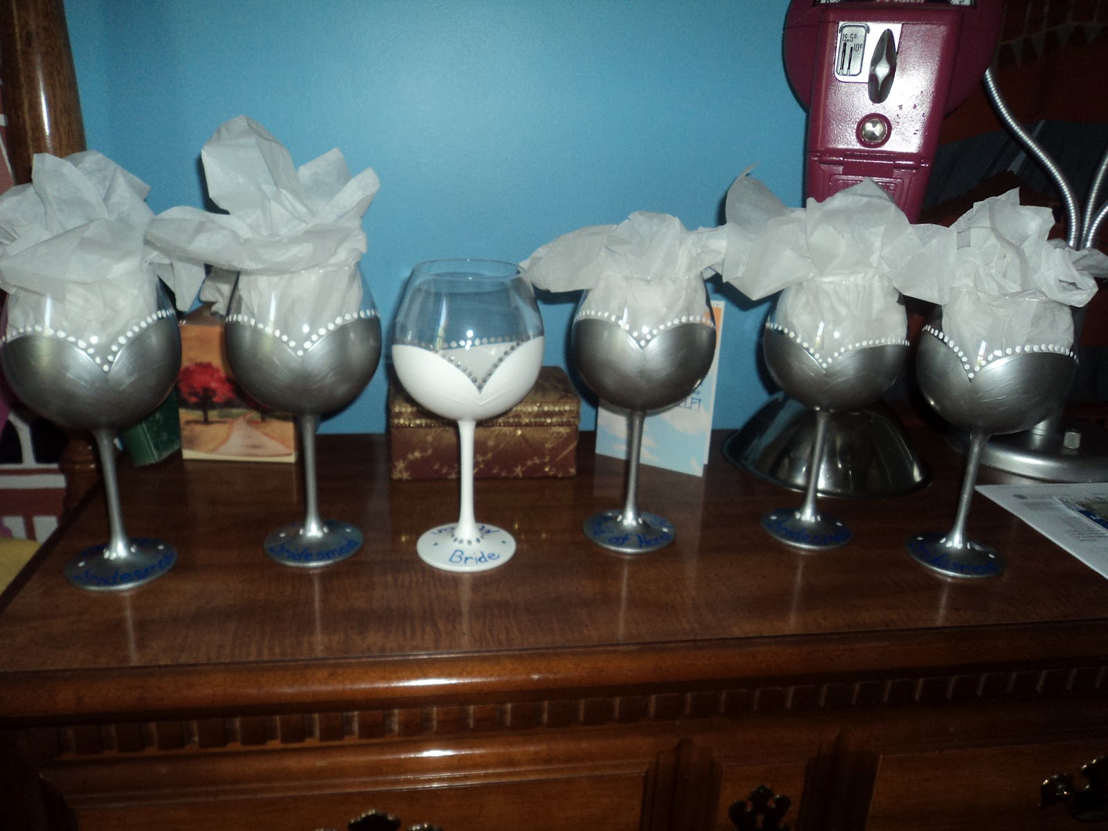 wine glass diy bridesmaids meginthenavy.wordpress.